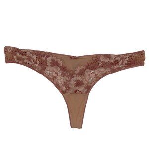 Adore Me Extra Large XL Mesh Risque Beige Pink Floral Flower Thong 07917 NEW